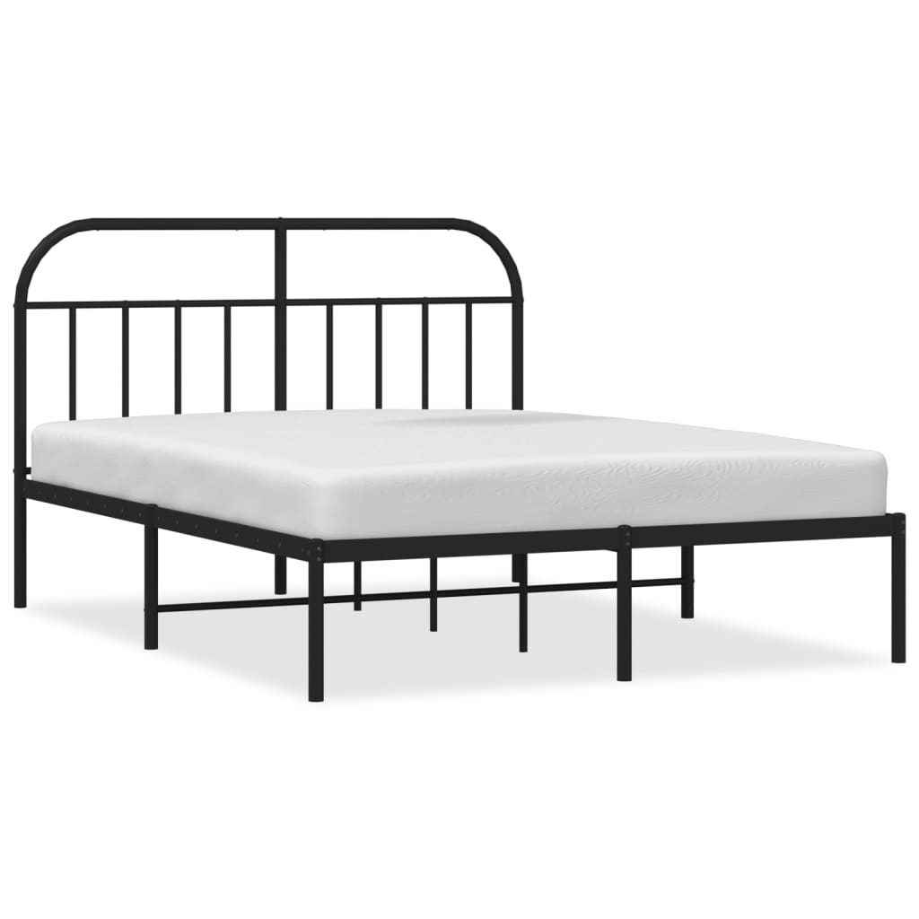Sengeramme i metall med sengegavl svart 140x200 cm