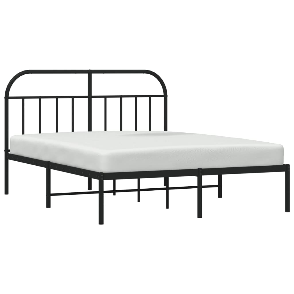 Sengeramme i metall med sengegavl svart 140x200 cm