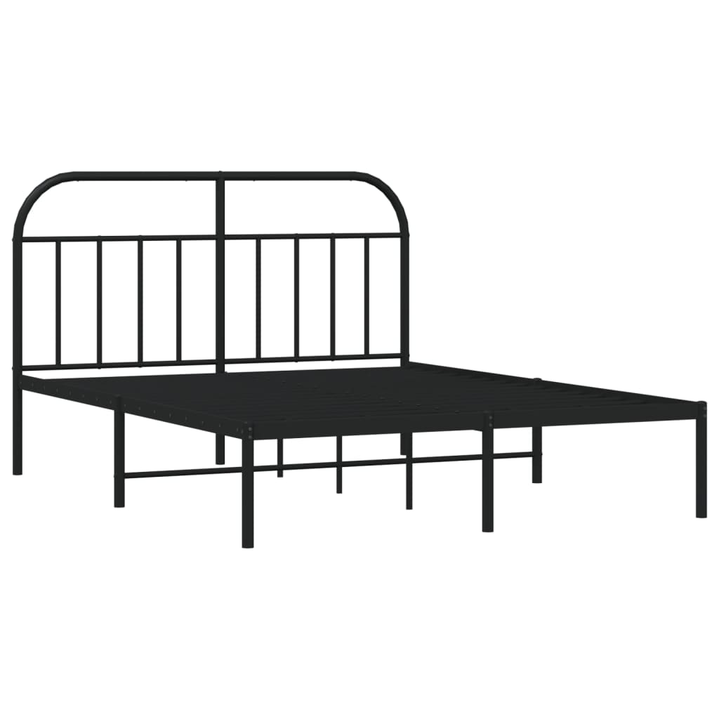 Sengeramme i metall med sengegavl svart 140x200 cm