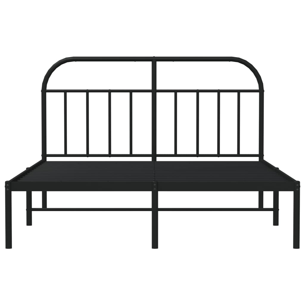 Sengeramme i metall med sengegavl svart 140x200 cm