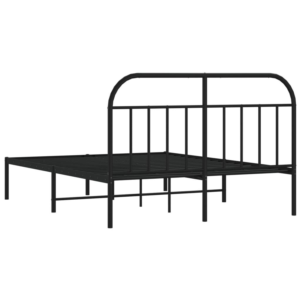 Sengeramme i metall med sengegavl svart 140x200 cm