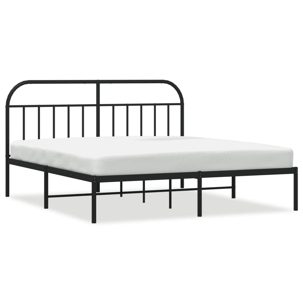 Sengeramme i metall med sengegavl svart 183x213 cm