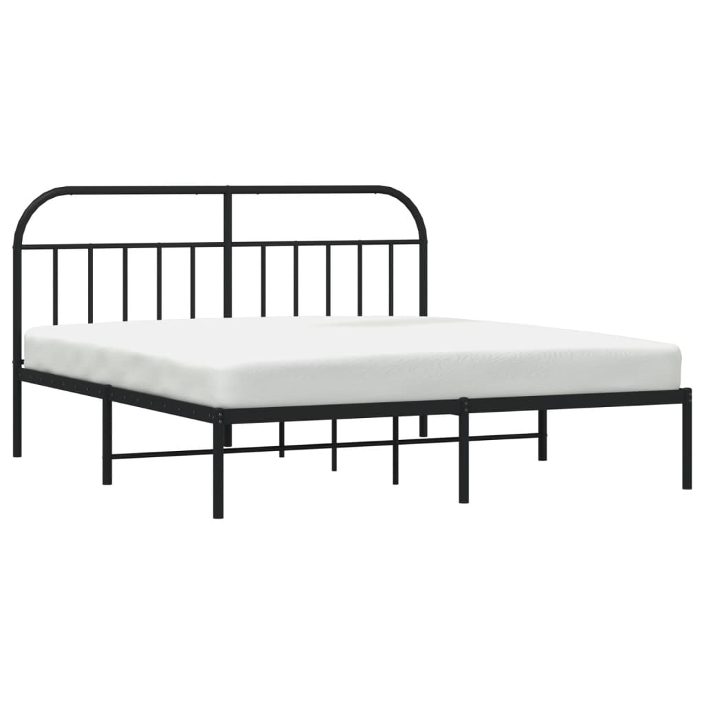Sengeramme i metall med sengegavl svart 183x213 cm