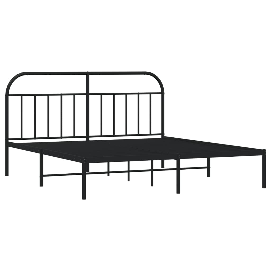 Sengeramme i metall med sengegavl svart 183x213 cm