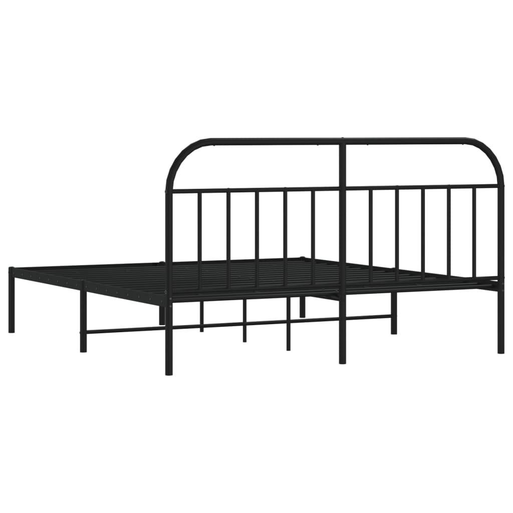 Sengeramme i metall med sengegavl svart 183x213 cm