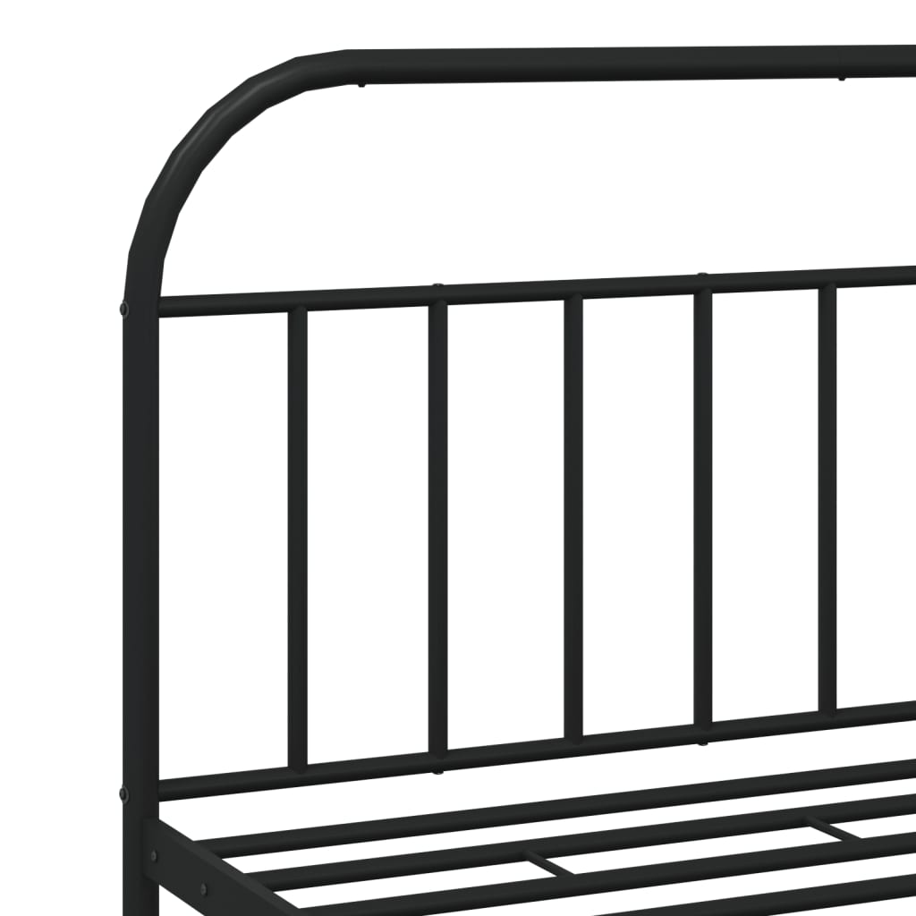 Sengeramme i metall med sengegavl svart 183x213 cm