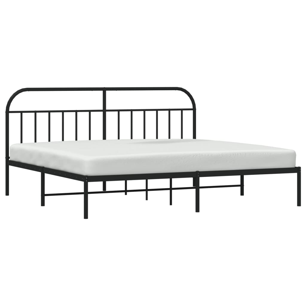 Sengeramme i metall med sengegavl svart 193x203 cm