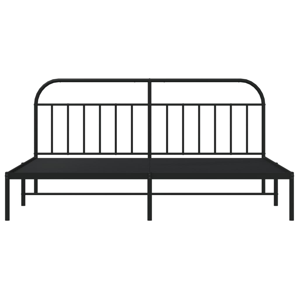 Sengeramme i metall med sengegavl svart 193x203 cm