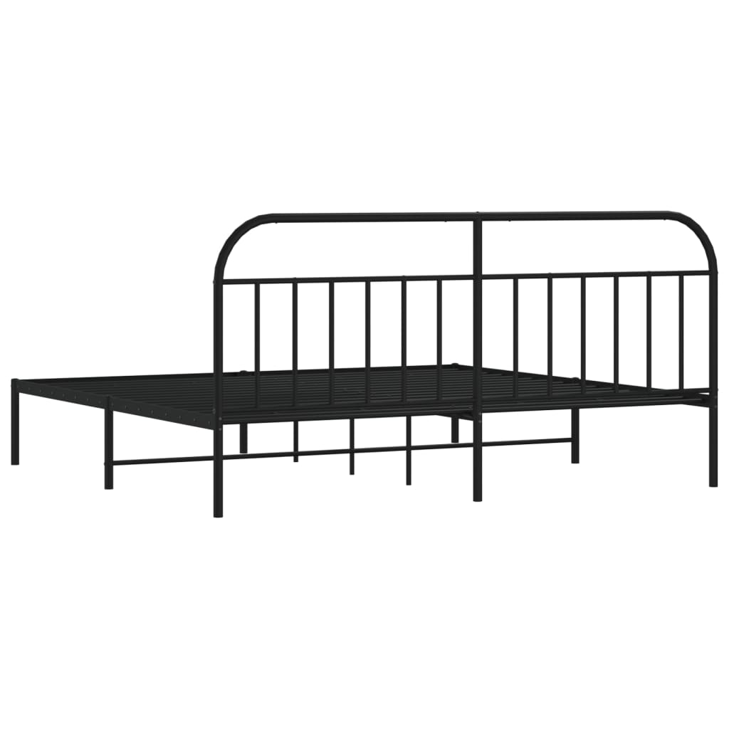 Sengeramme i metall med sengegavl svart 193x203 cm
