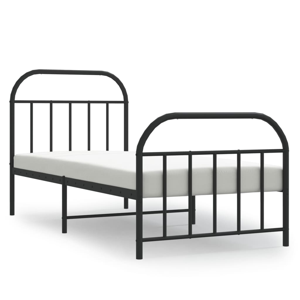 Sengeramme i metall med hode- og fotgavl svart 90x190 cm