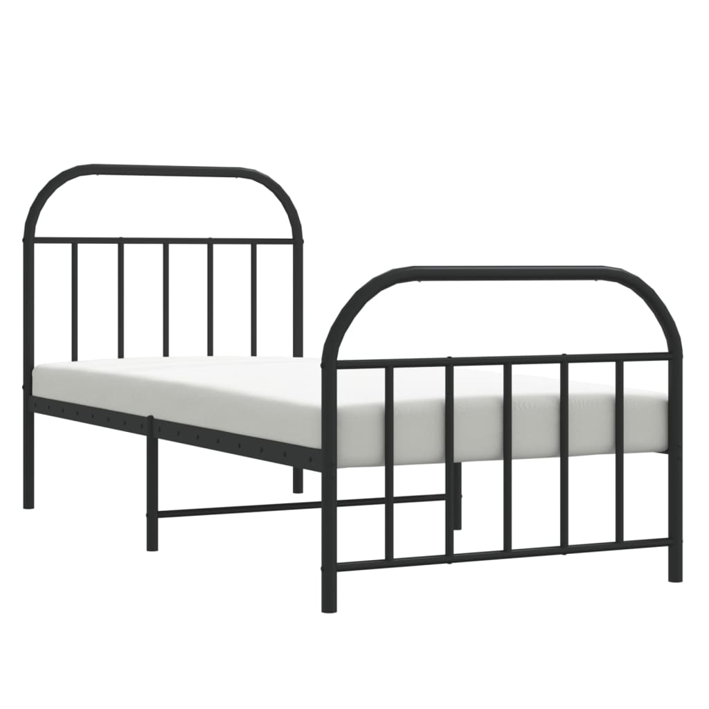 Sengeramme i metall med hode- og fotgavl svart 90x190 cm