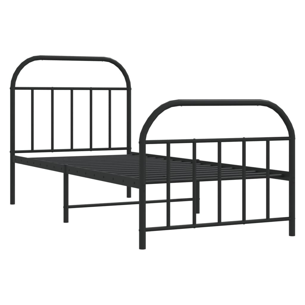 Sengeramme i metall med hode- og fotgavl svart 90x190 cm