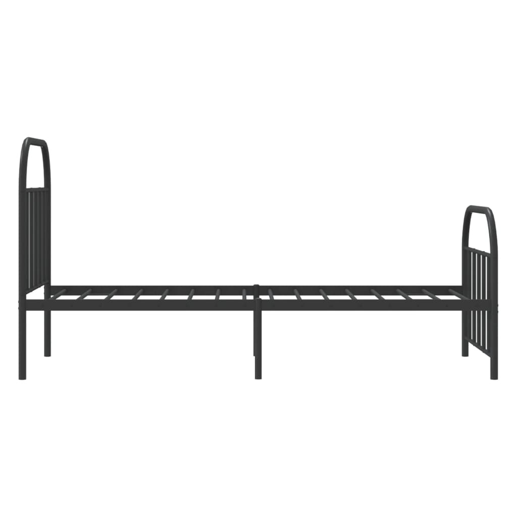 Sengeramme i metall med hode- og fotgavl svart 90x190 cm