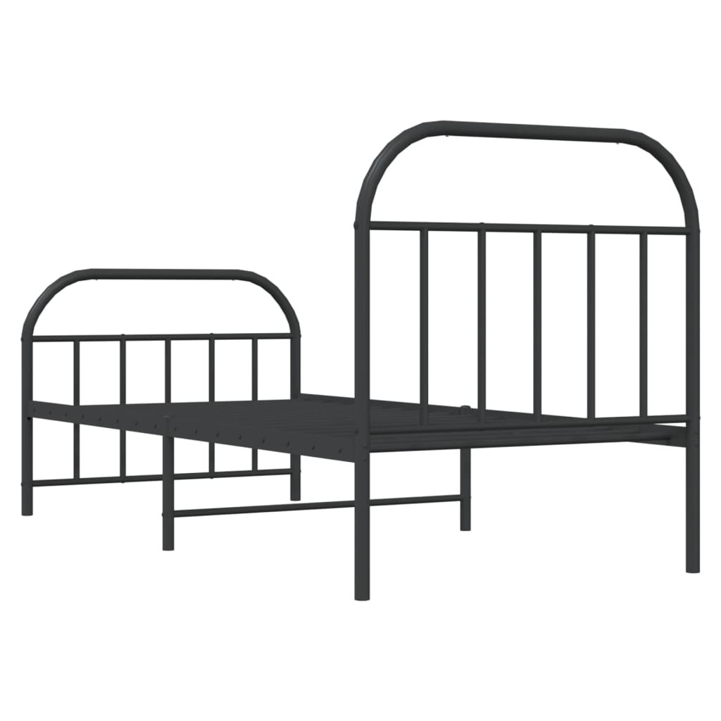 Sengeramme i metall med hode- og fotgavl svart 90x190 cm