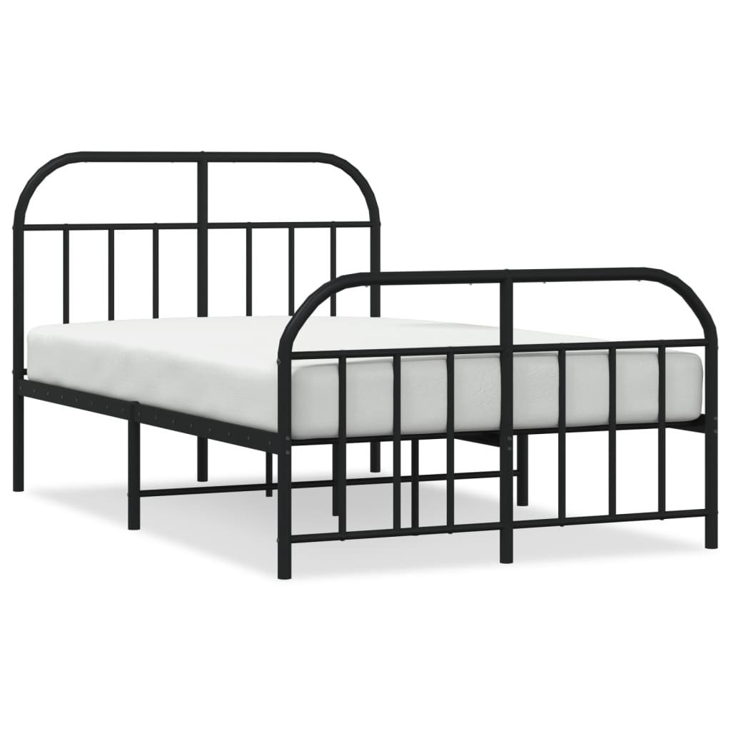 Sengeramme i metall med hode- og fotgavl svart 120x190 cm