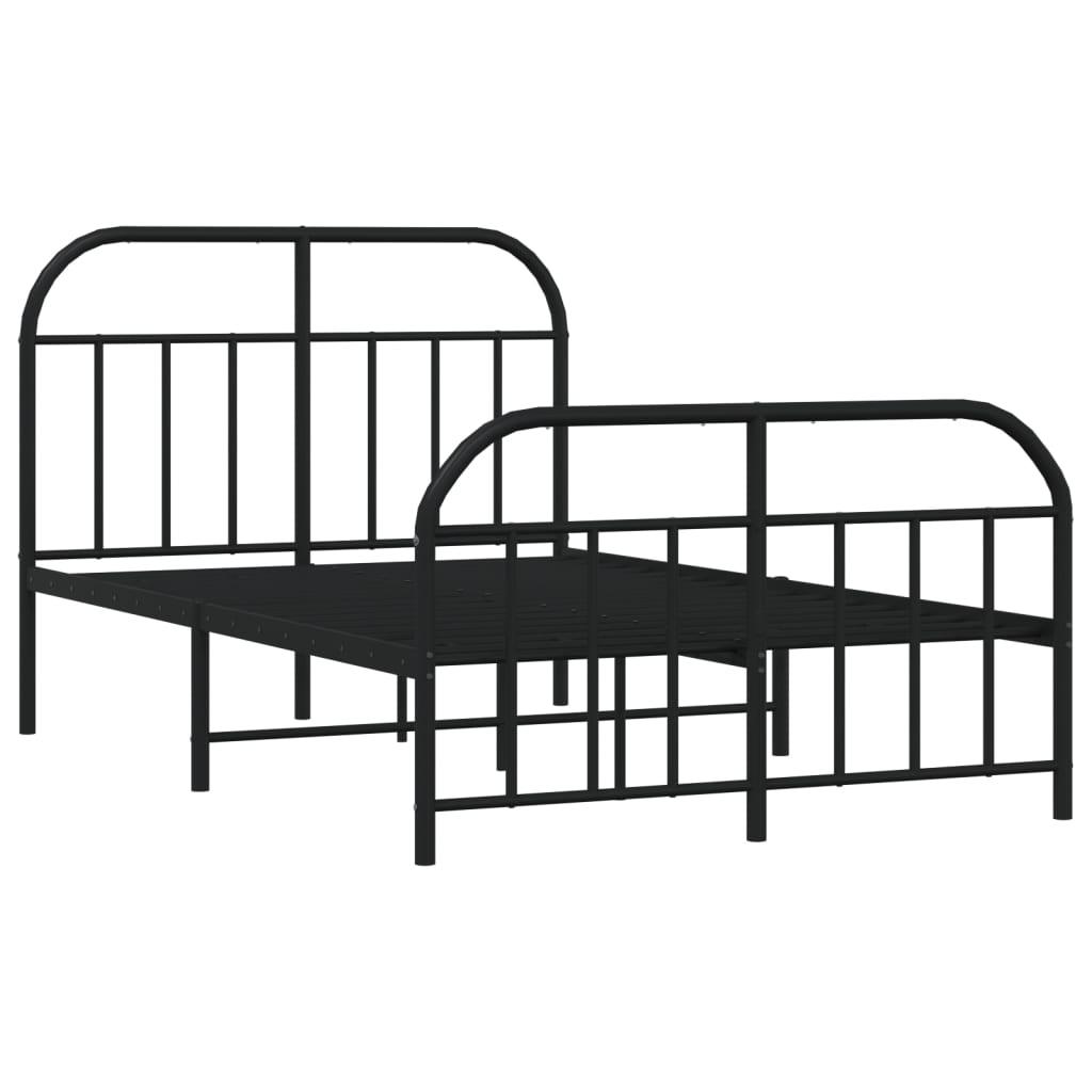 Sengeramme i metall med hode- og fotgavl svart 120x190 cm