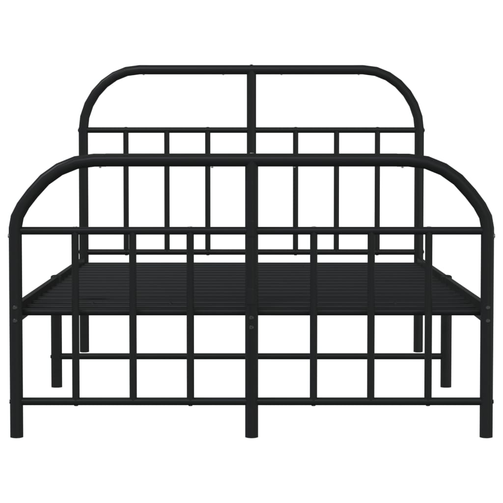 Sengeramme i metall med hode- og fotgavl svart 120x190 cm