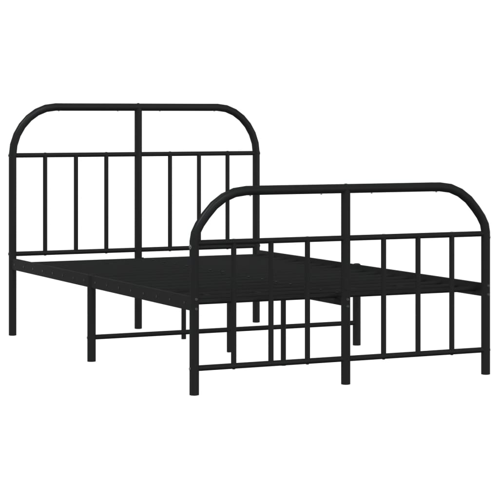Sengeramme i metall med hode- og fotgavl svart 120x200 cm