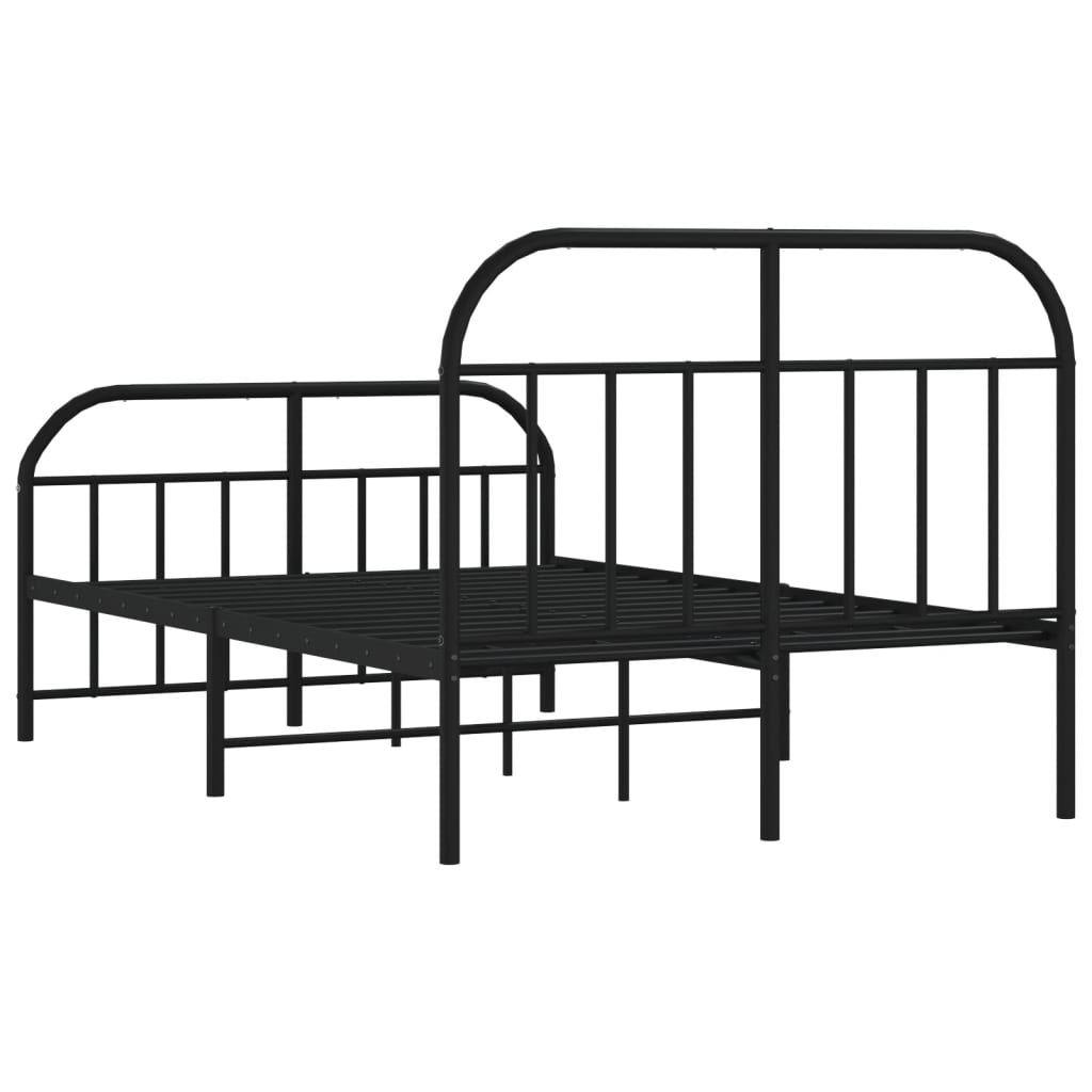 Sengeramme i metall med hode- og fotgavl svart 120x200 cm