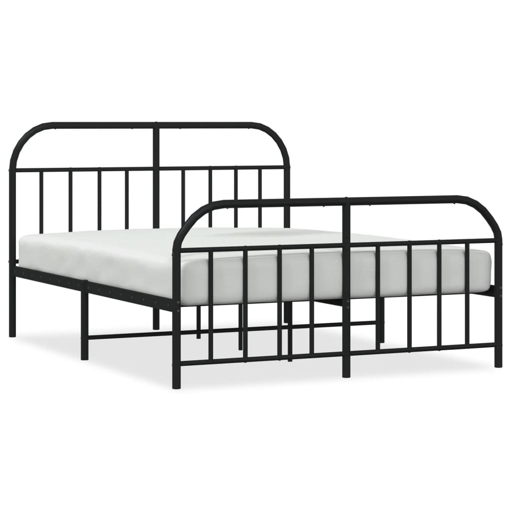 Sengeramme i metall med hode- og fotgavl svart 140x190 cm