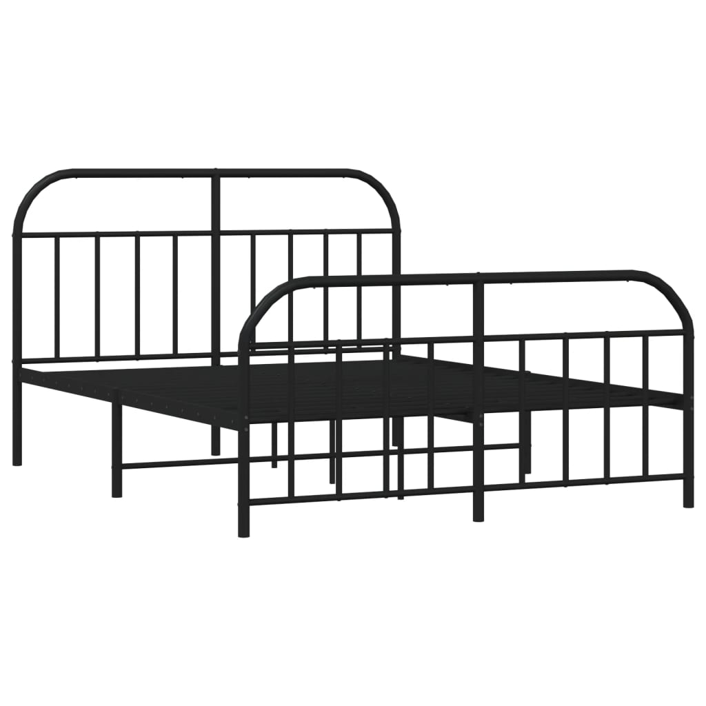 Sengeramme i metall med hode- og fotgavl svart 140x190 cm