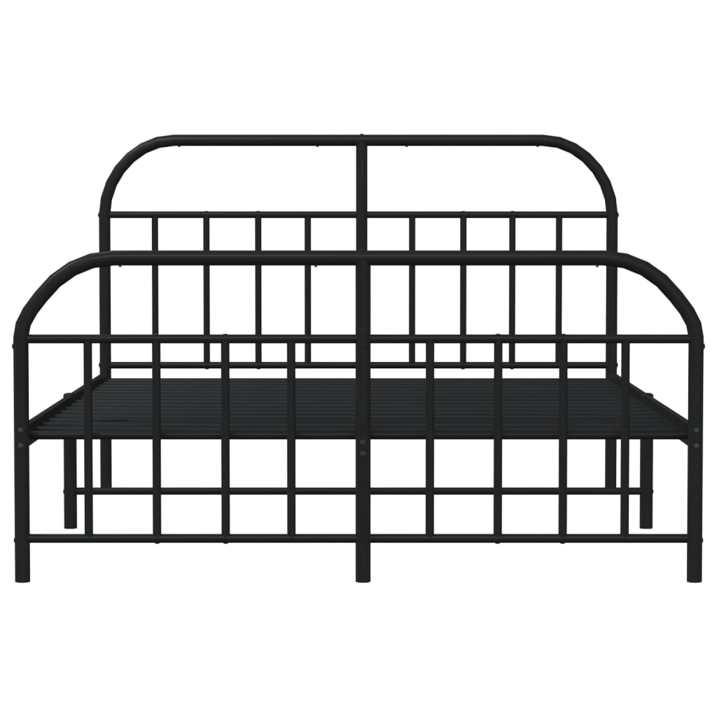 Sengeramme i metall med hode- og fotgavl svart 140x190 cm