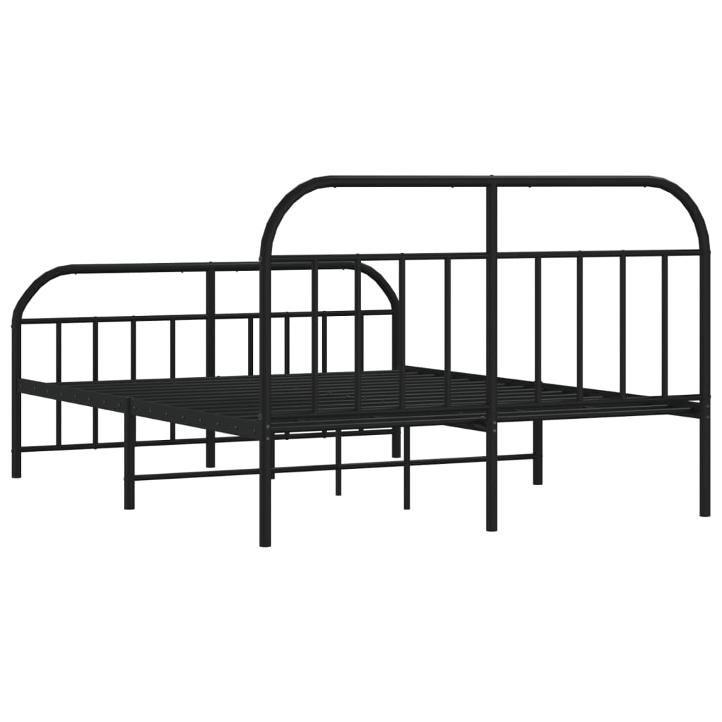 Sengeramme i metall med hode- og fotgavl svart 140x190 cm