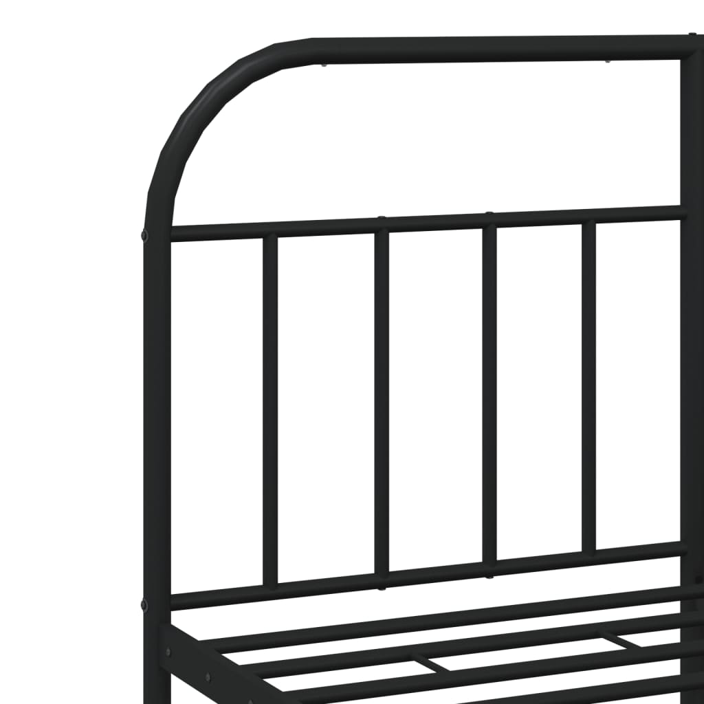Sengeramme i metall med hode- og fotgavl svart 140x190 cm