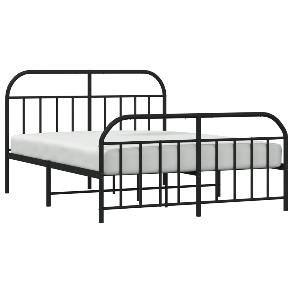 Sengeramme i metall med hode- og fotgavl svart 140x200 cm