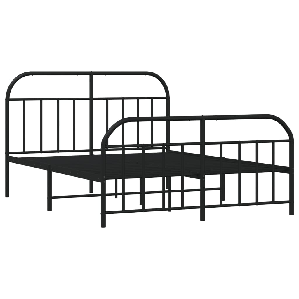Sengeramme i metall med hode- og fotgavl svart 140x200 cm