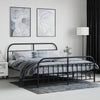 Sengeramme i metall med hode- og fotgavl svart 183x213 cm