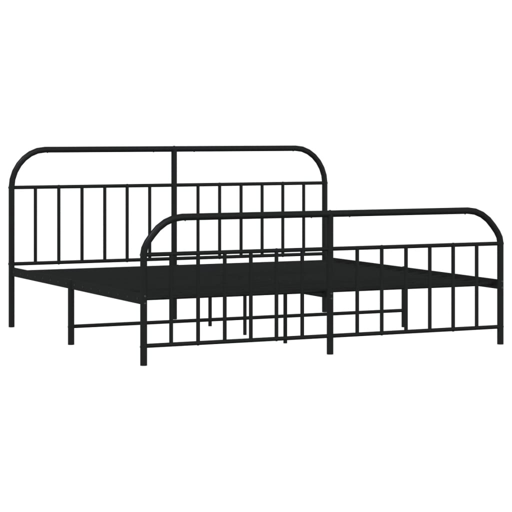 Sengeramme i metall med hode- og fotgavl svart 193x203 cm