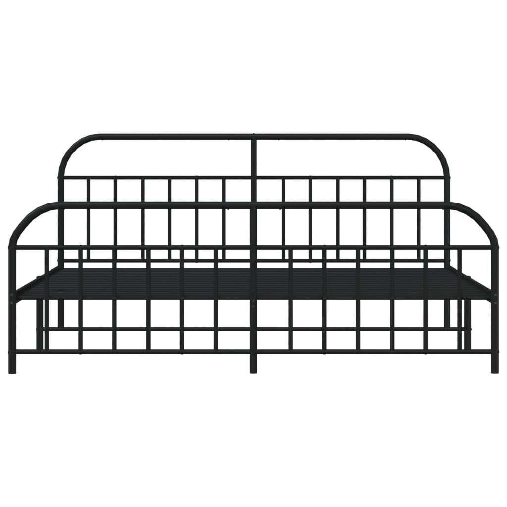 Sengeramme i metall med hode- og fotgavl svart 193x203 cm