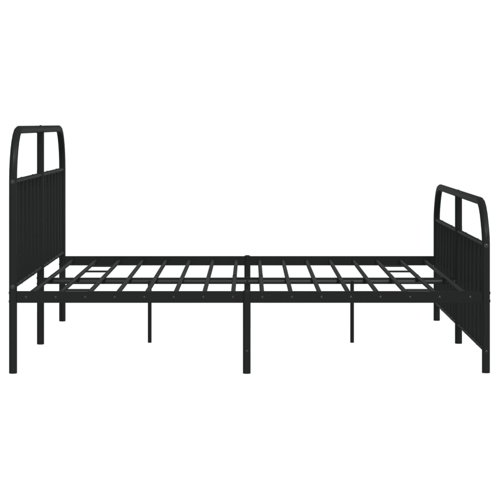 Sengeramme i metall med hode- og fotgavl svart 193x203 cm