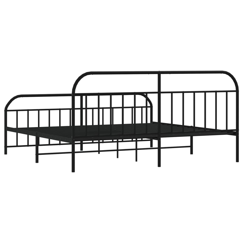 Sengeramme i metall med hode- og fotgavl svart 193x203 cm