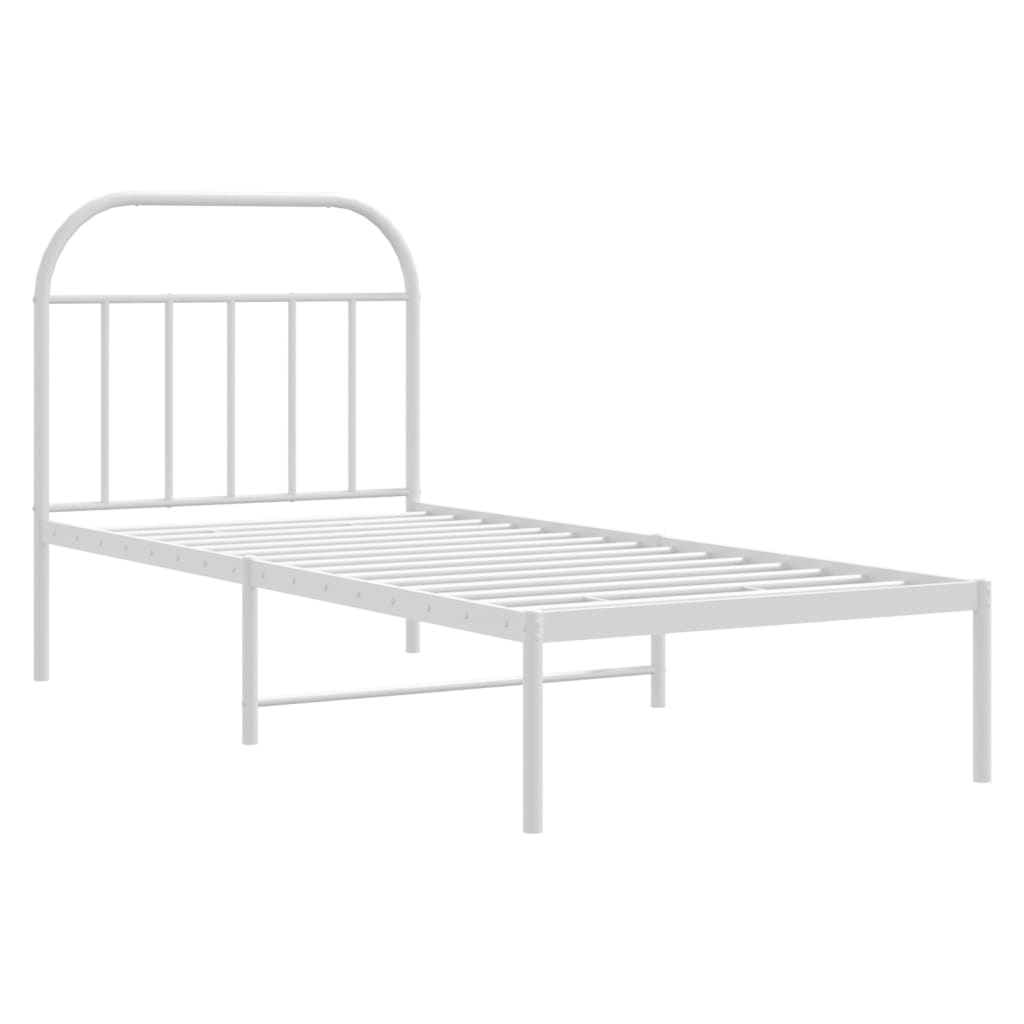 Sengeramme i metall med hodegavl hvit 90x190 cm