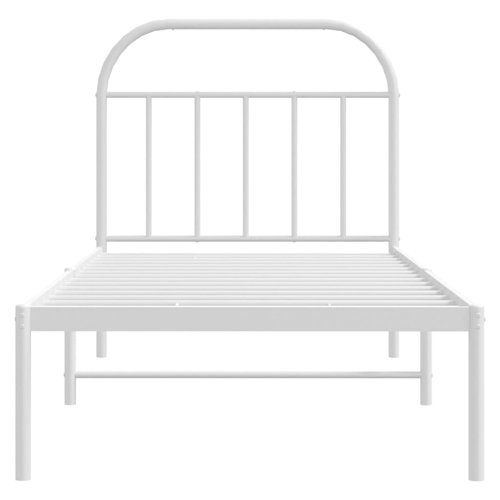 Sengeramme i metall med hodegavl hvit 90x190 cm
