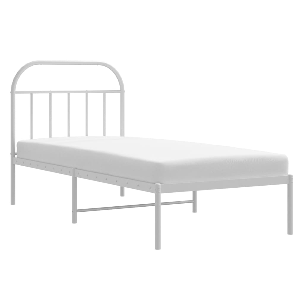 Sengeramme i metall med hodegavl hvit 90x200 cm