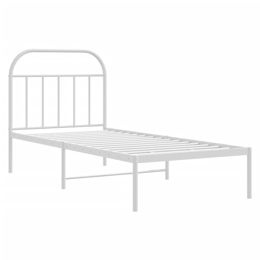 Sengeramme i metall med hodegavl hvit 90x200 cm