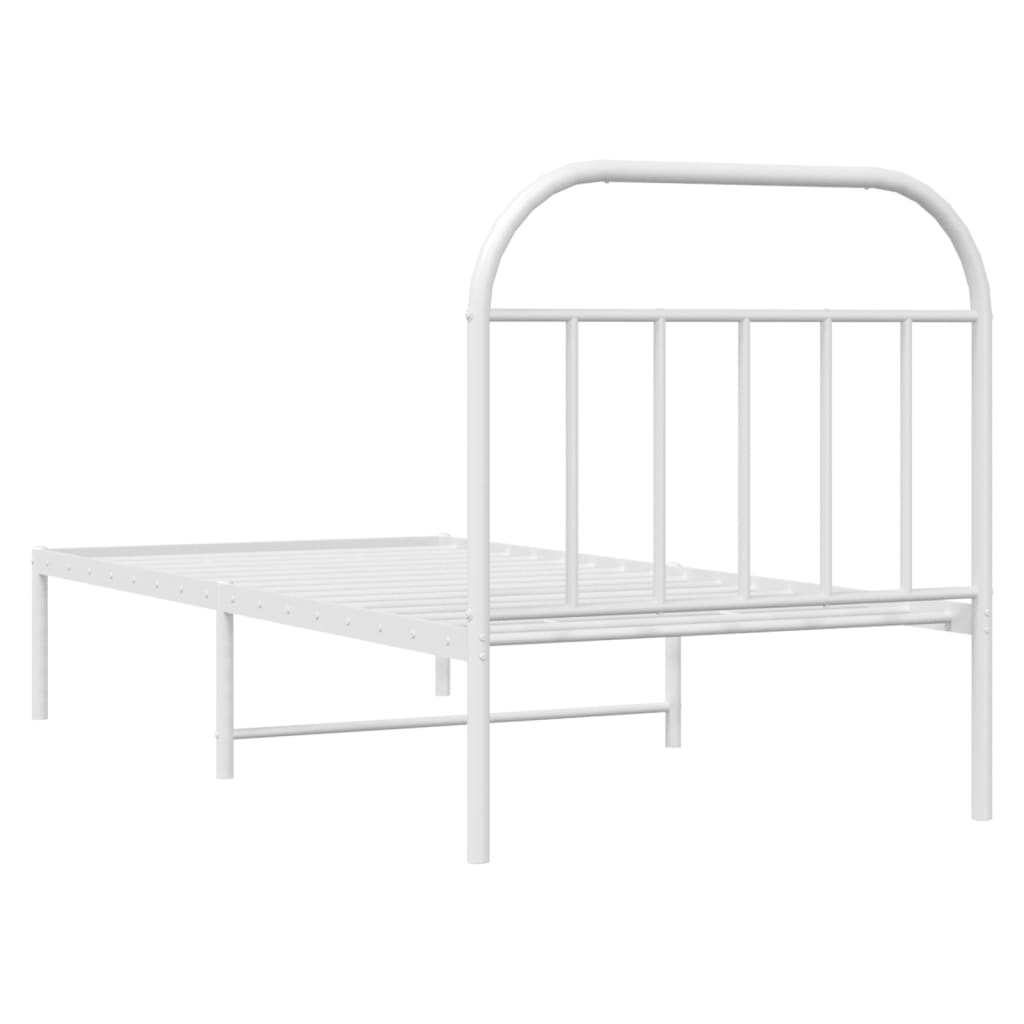 Sengeramme i metall med hodegavl hvit 90x200 cm