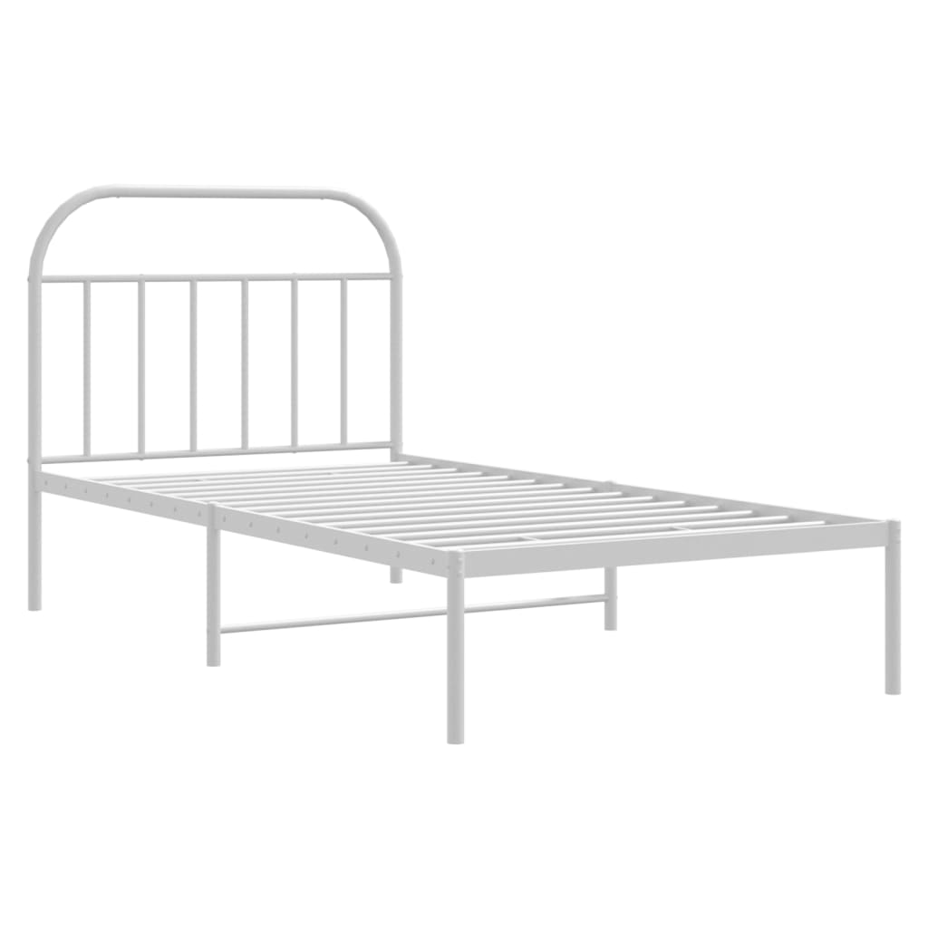 Sengeramme i metall med hodegavl hvit 100x190 cm