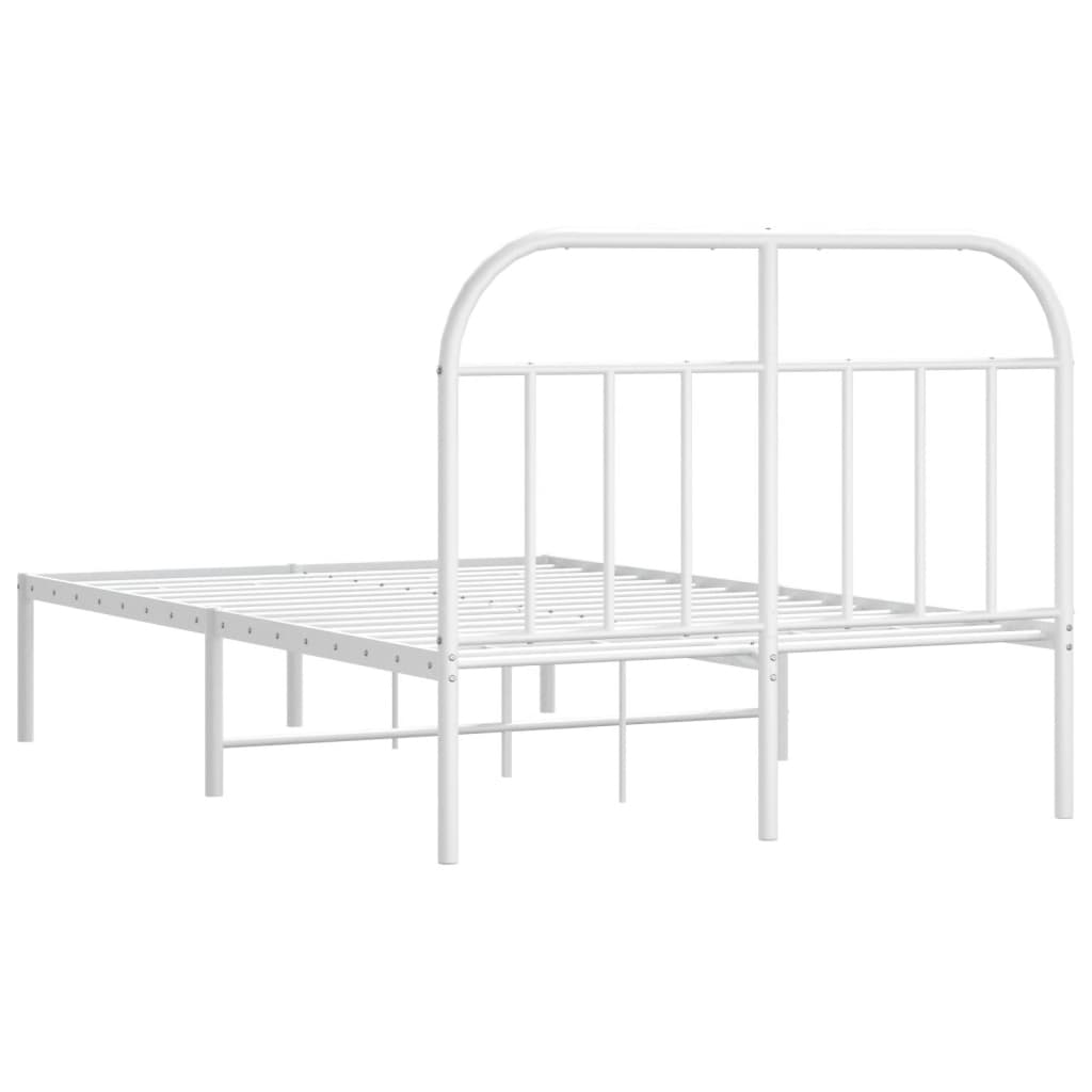 Sengeramme i metall med hodegavl hvit 120x200 cm