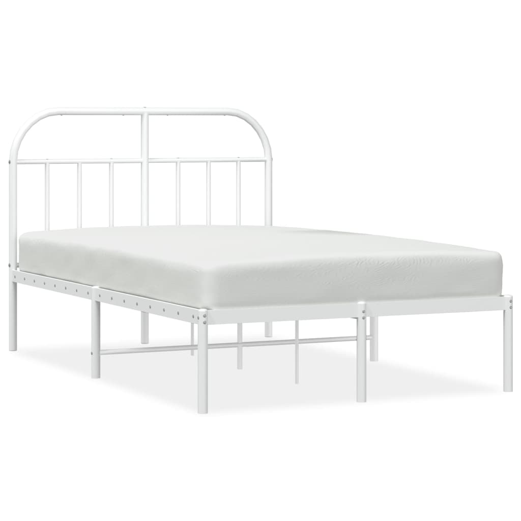 Sengeramme i metall med hodegavl hvit 135x190 cm