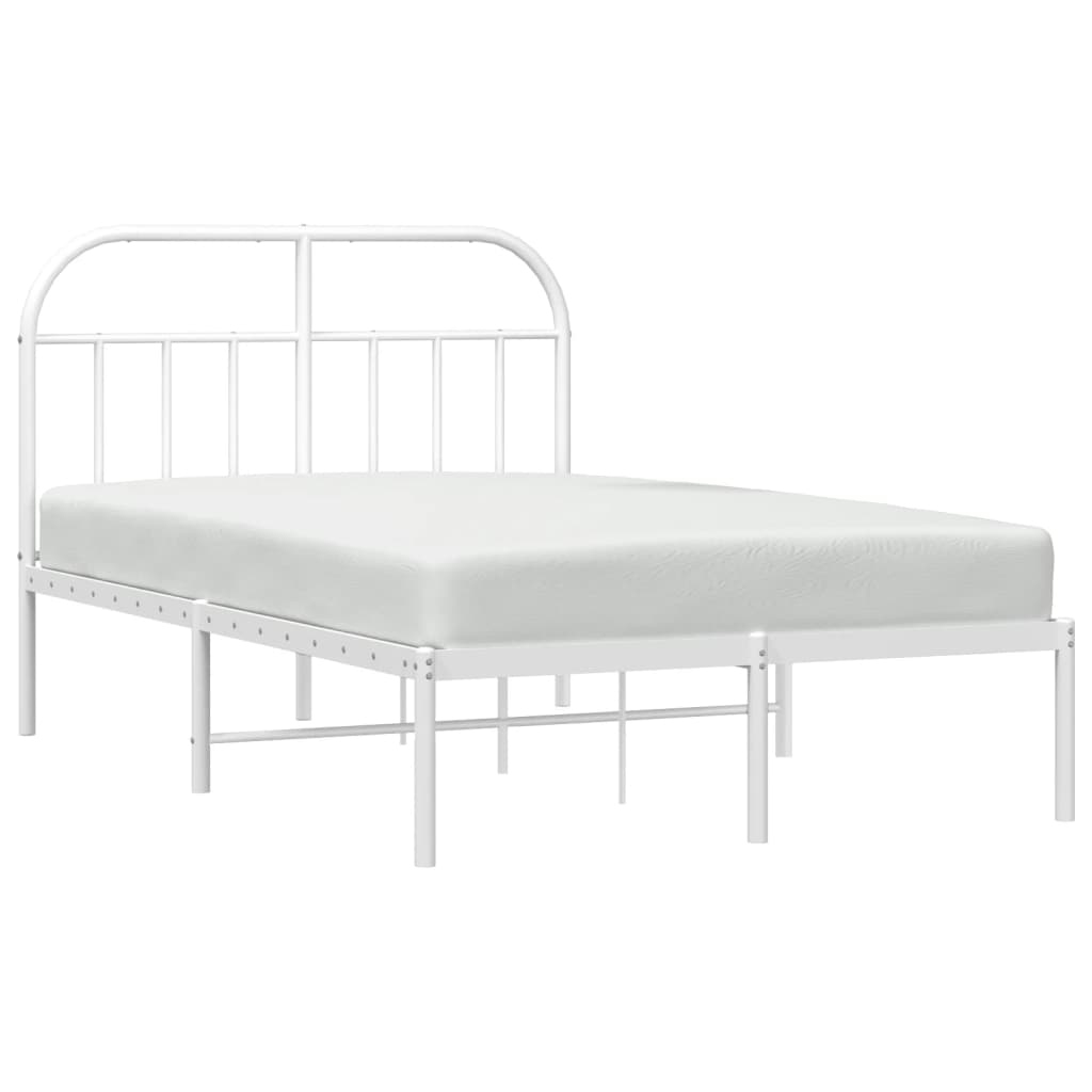 Sengeramme i metall med hodegavl hvit 135x190 cm