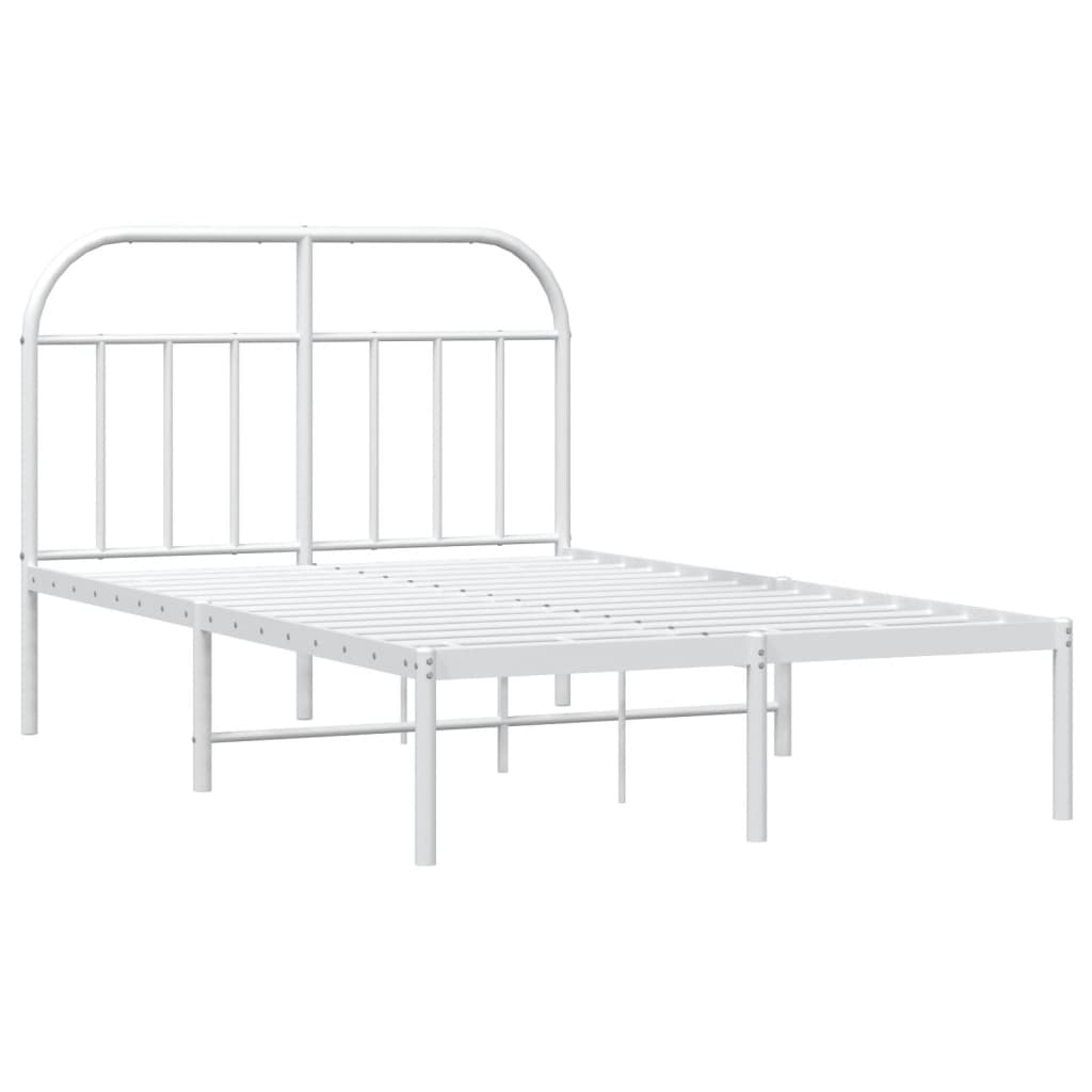 Sengeramme i metall med hodegavl hvit 135x190 cm