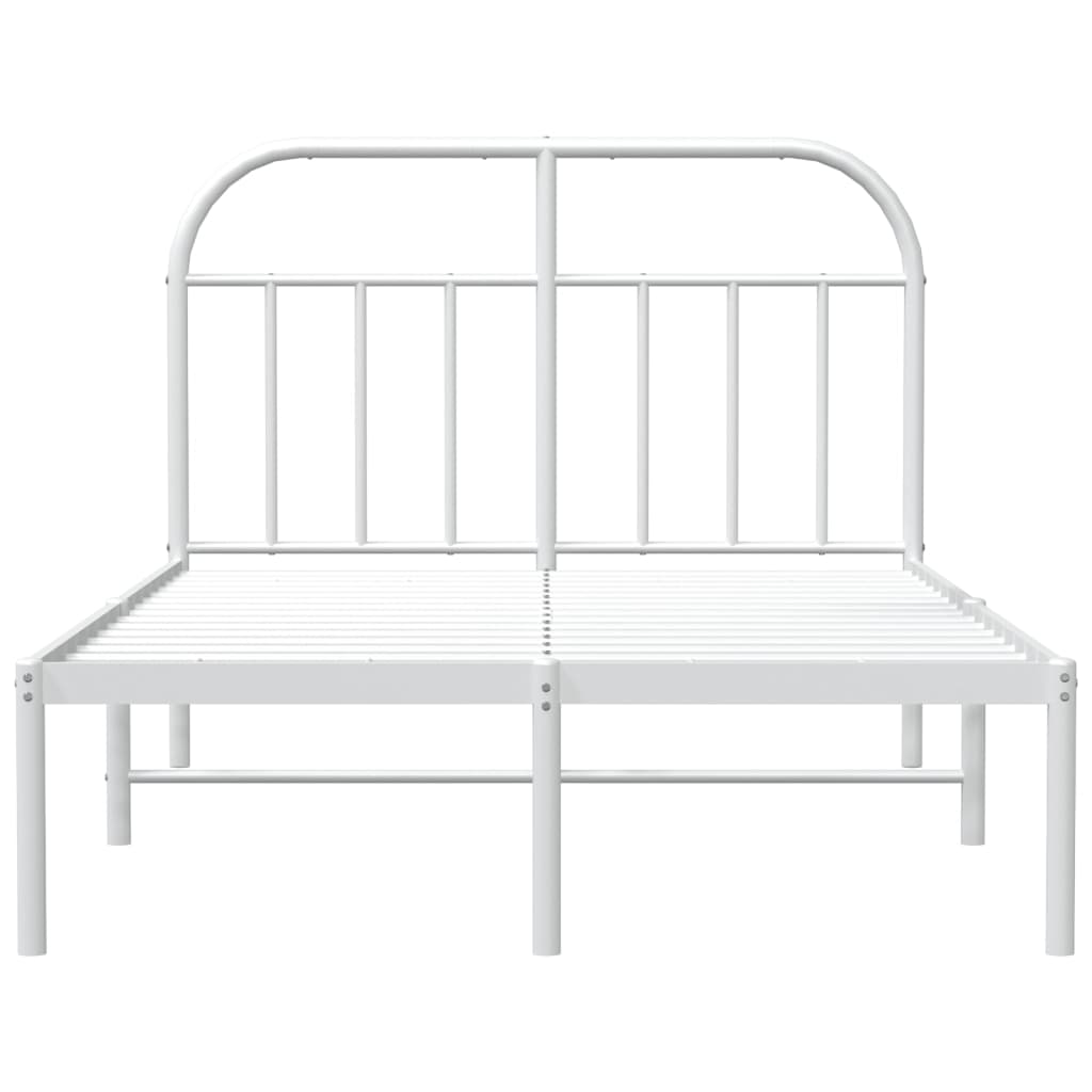 Sengeramme i metall med hodegavl hvit 135x190 cm