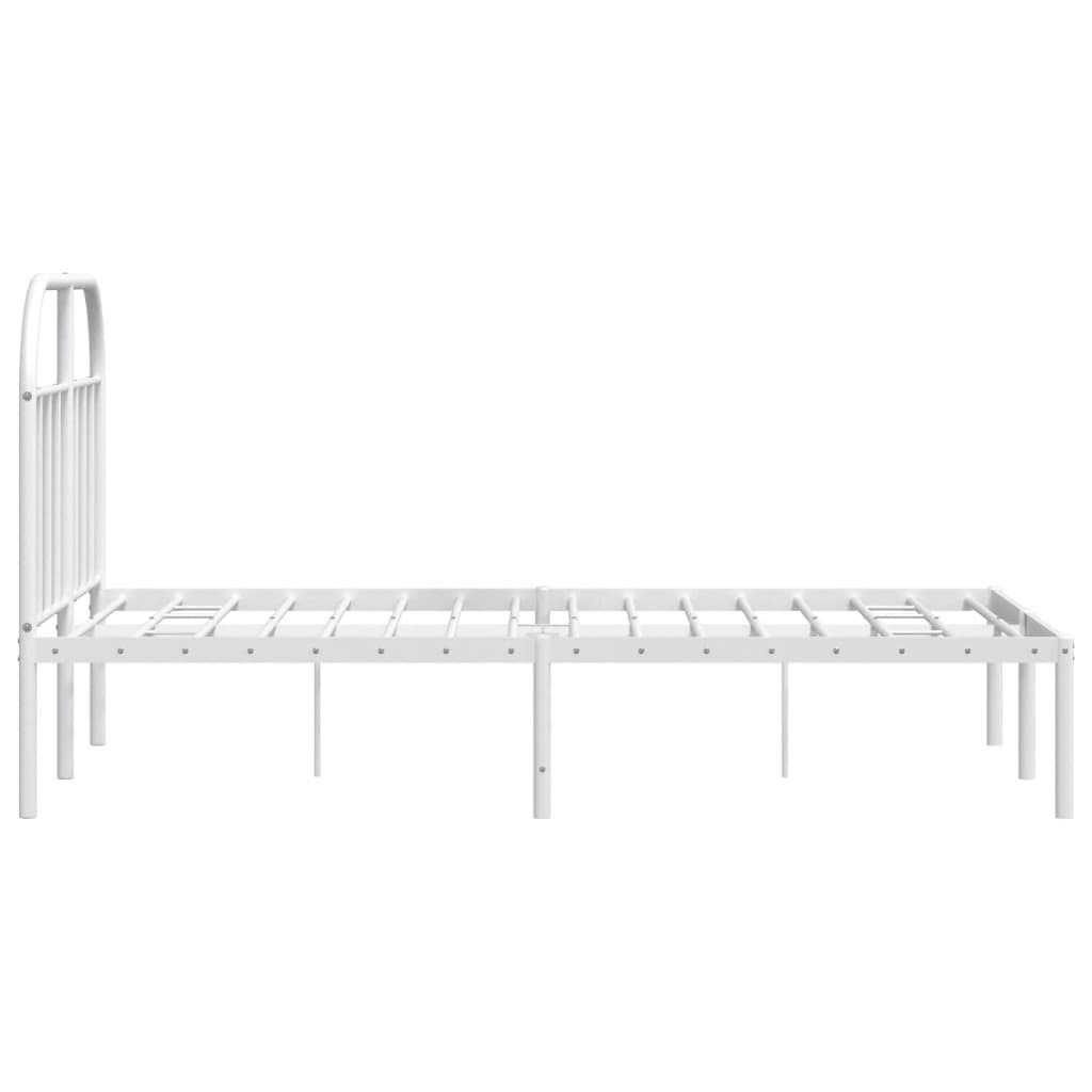 Sengeramme i metall med hodegavl hvit 135x190 cm