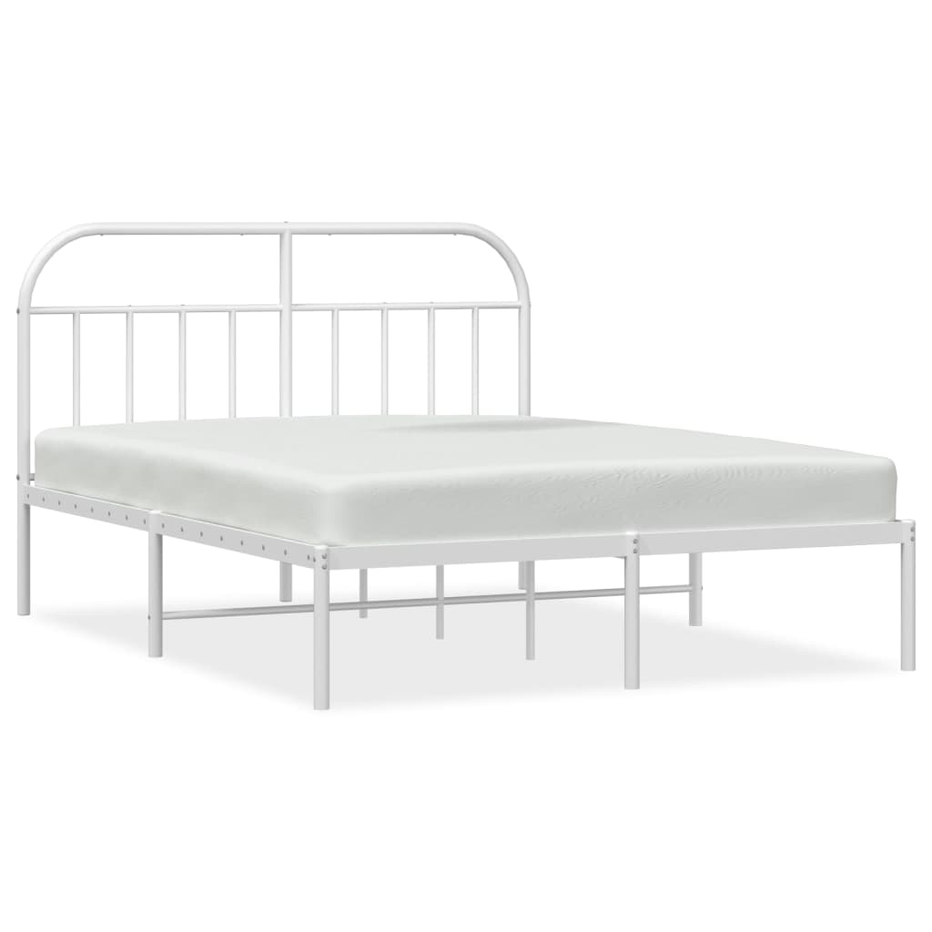 Sengeramme i metall med hodegavl hvit 140x190 cm
