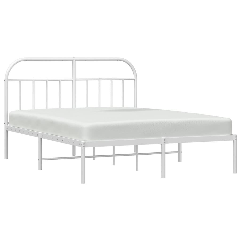Sengeramme i metall med hodegavl hvit 140x190 cm