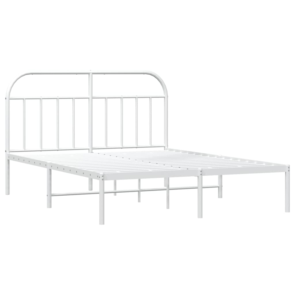 Sengeramme i metall med hodegavl hvit 140x200 cm
